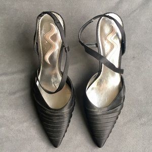 Nina Black Slingback Pointy Toe 3” Heels